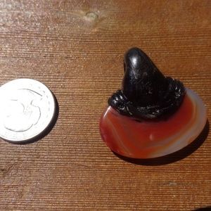 Carnelian Gem Stone Pendant with Black Bale